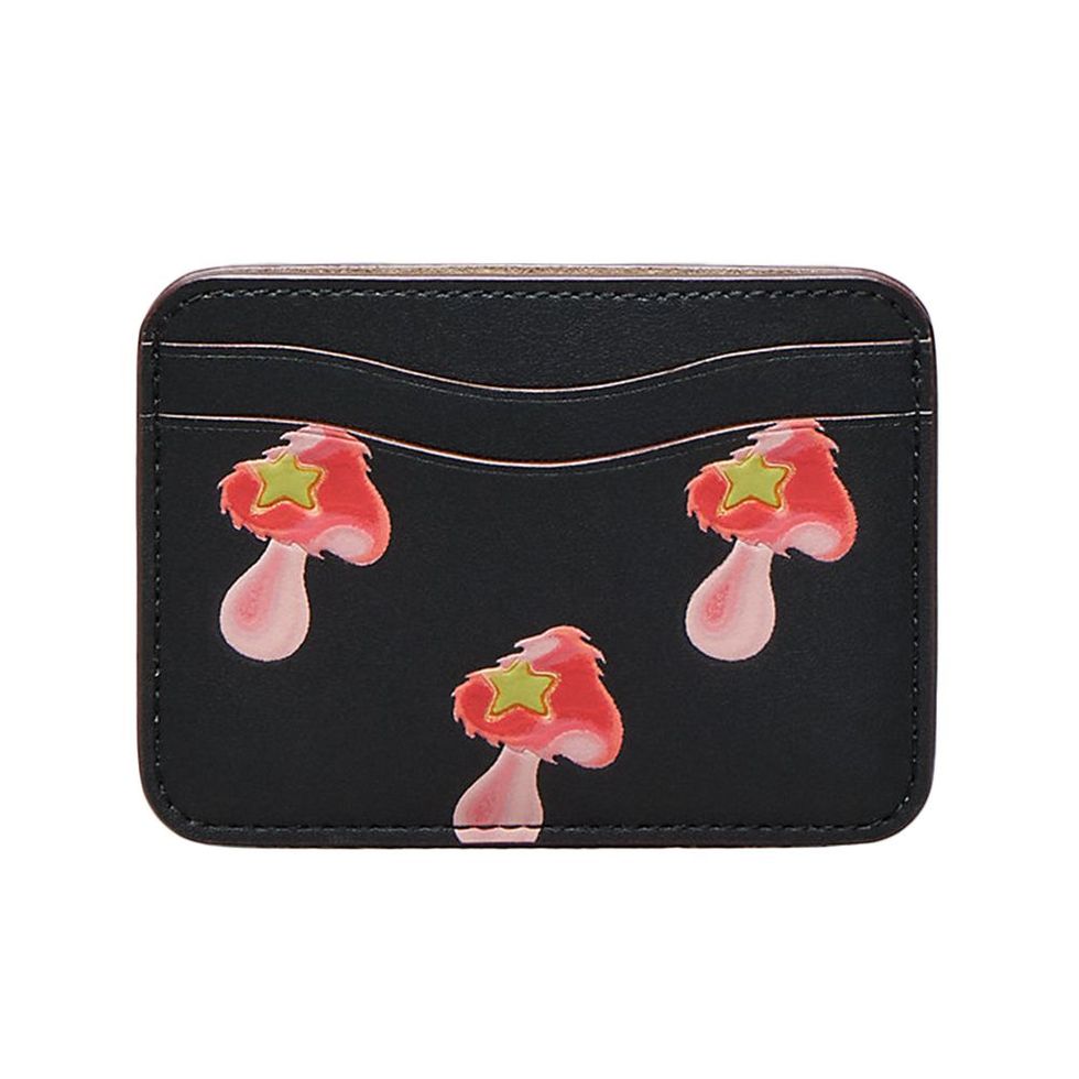 Wavy Card Case In Coachtopia Leather With Mushroom Print