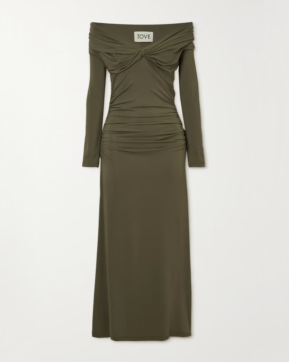 Gina Gathered Stretch-Jersey Maxi Dress Gina Gathered Stretch-Jersey Maxi Dress