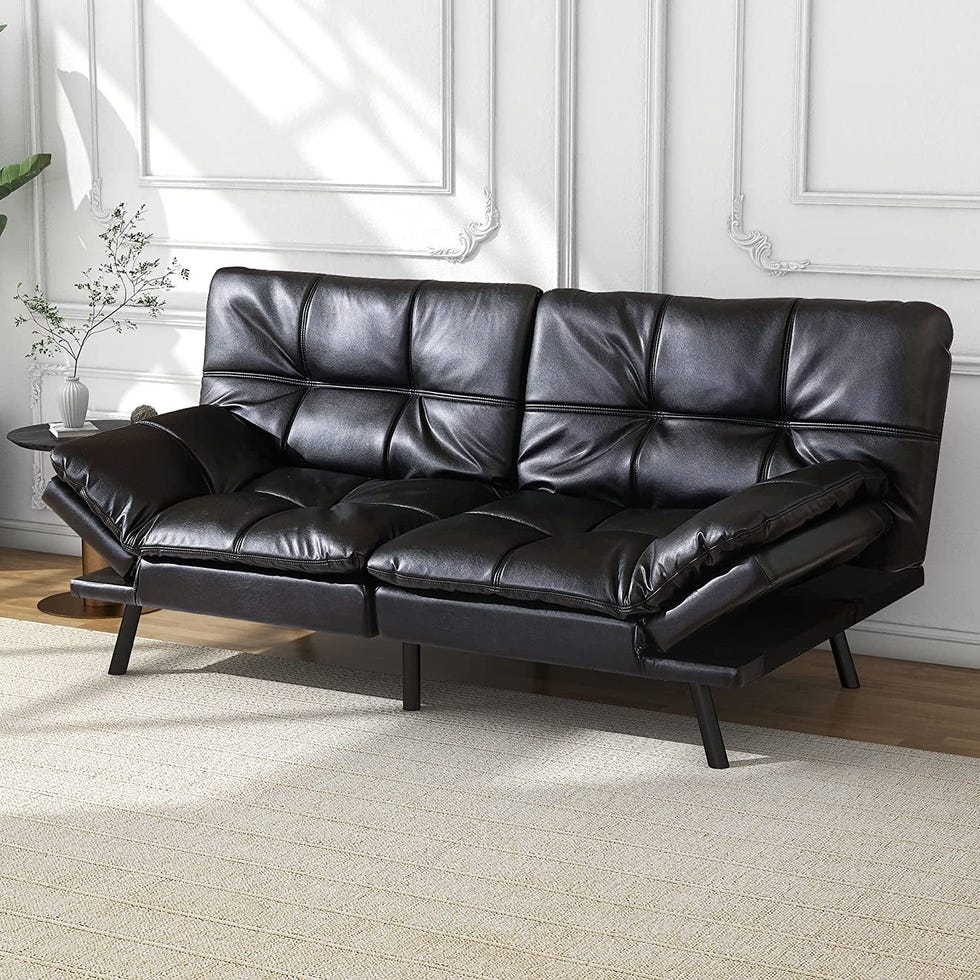 Faux Leather Convertible Sofa