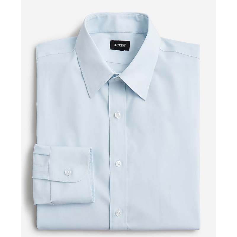 Stretch cotton shirt with pointed collar