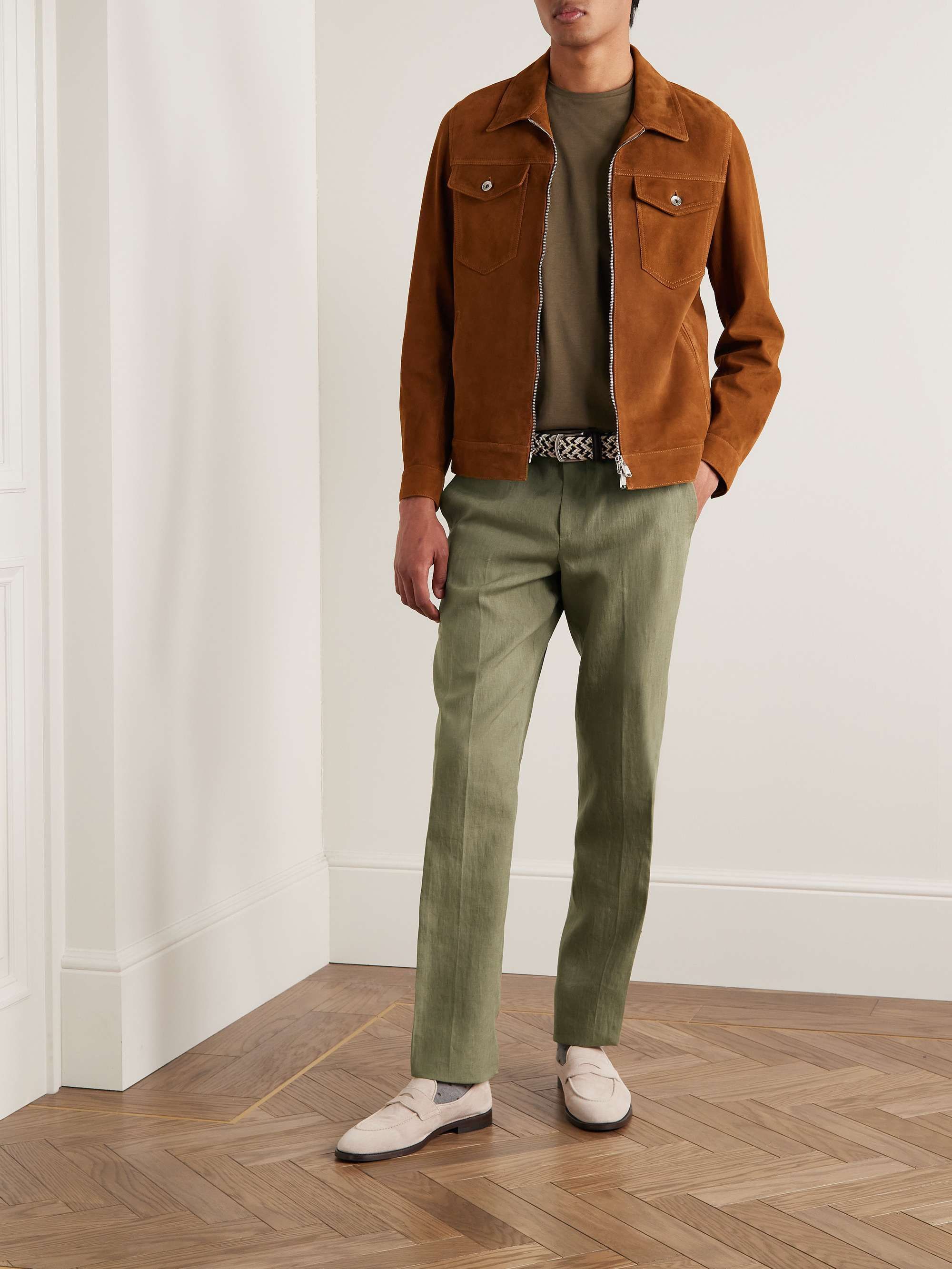 Moss Tailored Fit Check Linen Suit Trousers Taupe at John Lewis  Partners