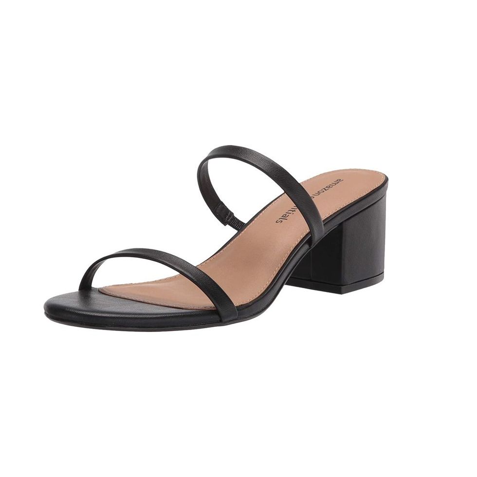 Thin Two Strap Heeled Slide