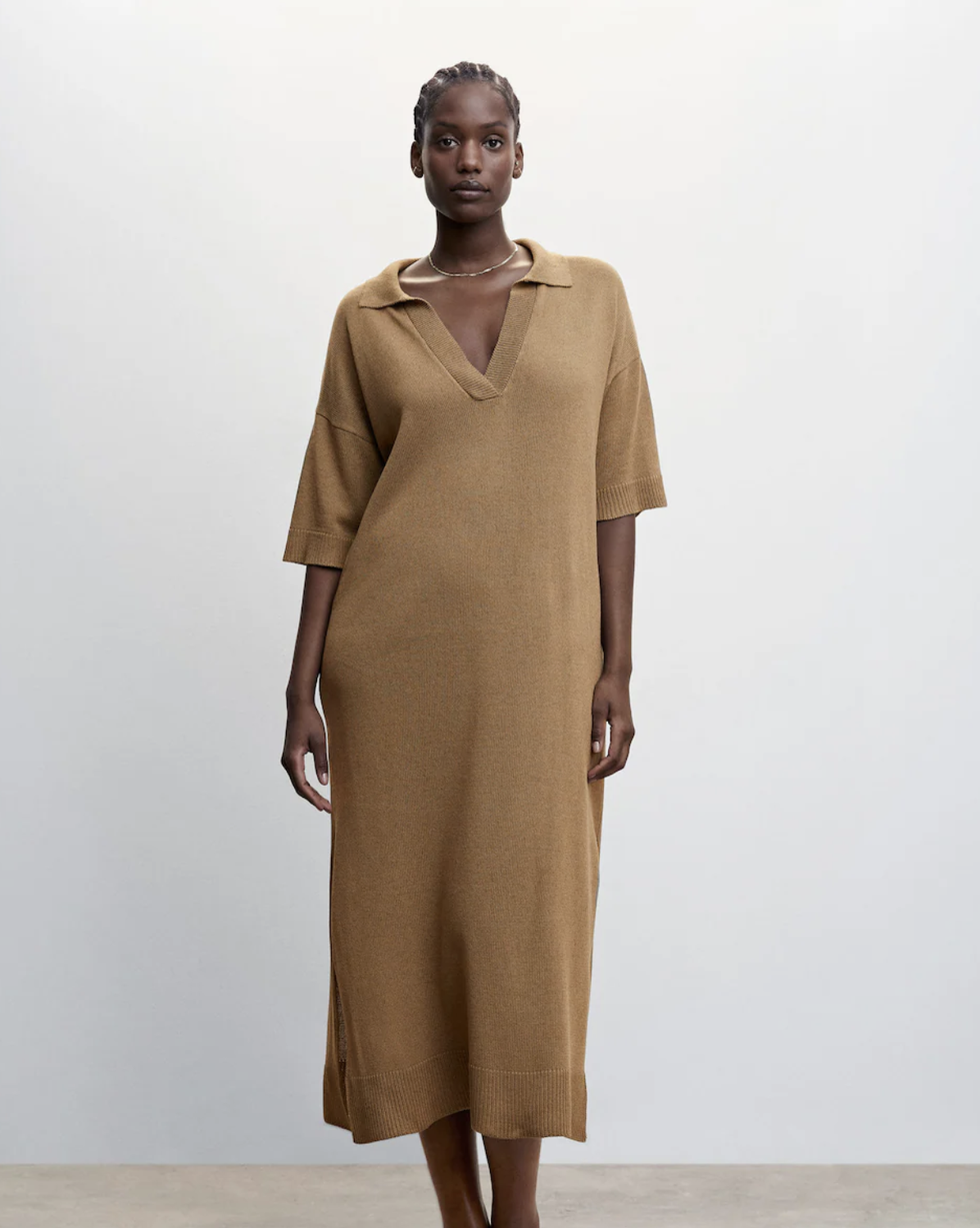 me Women's Organic Cotton Blend Rib Knit Dress - Cornflower - Size XL