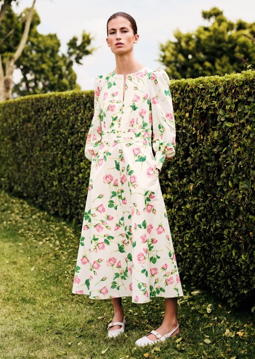 Rose Print Structured Midi Dress, £147.50