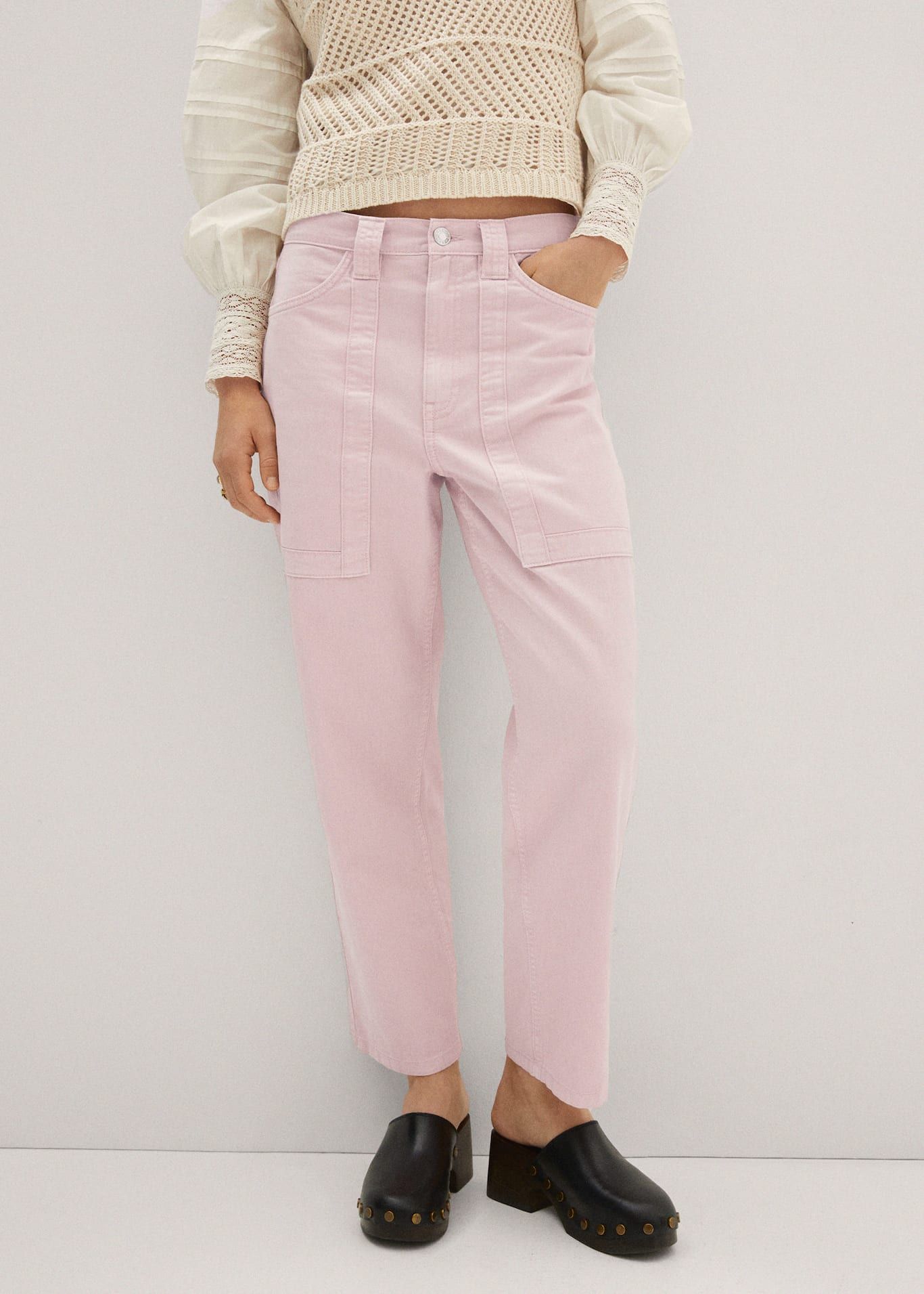 Pantalon rosa online mango