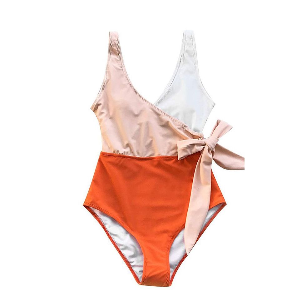 CUPSHE Pink, White, and Orange Swimsuit