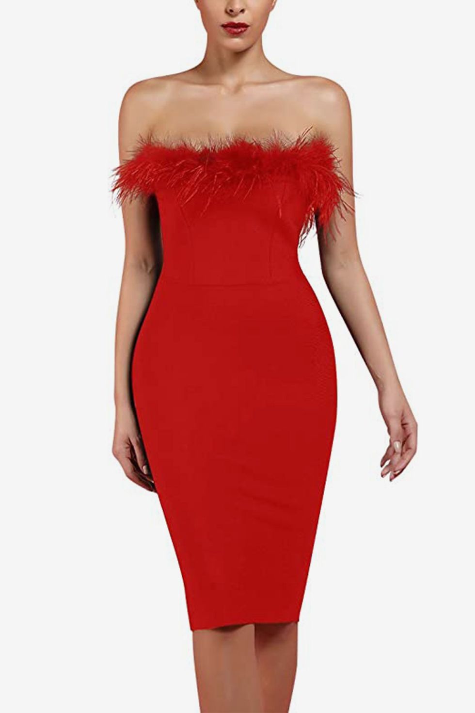 Sexy Off Shoulder Feather Dress