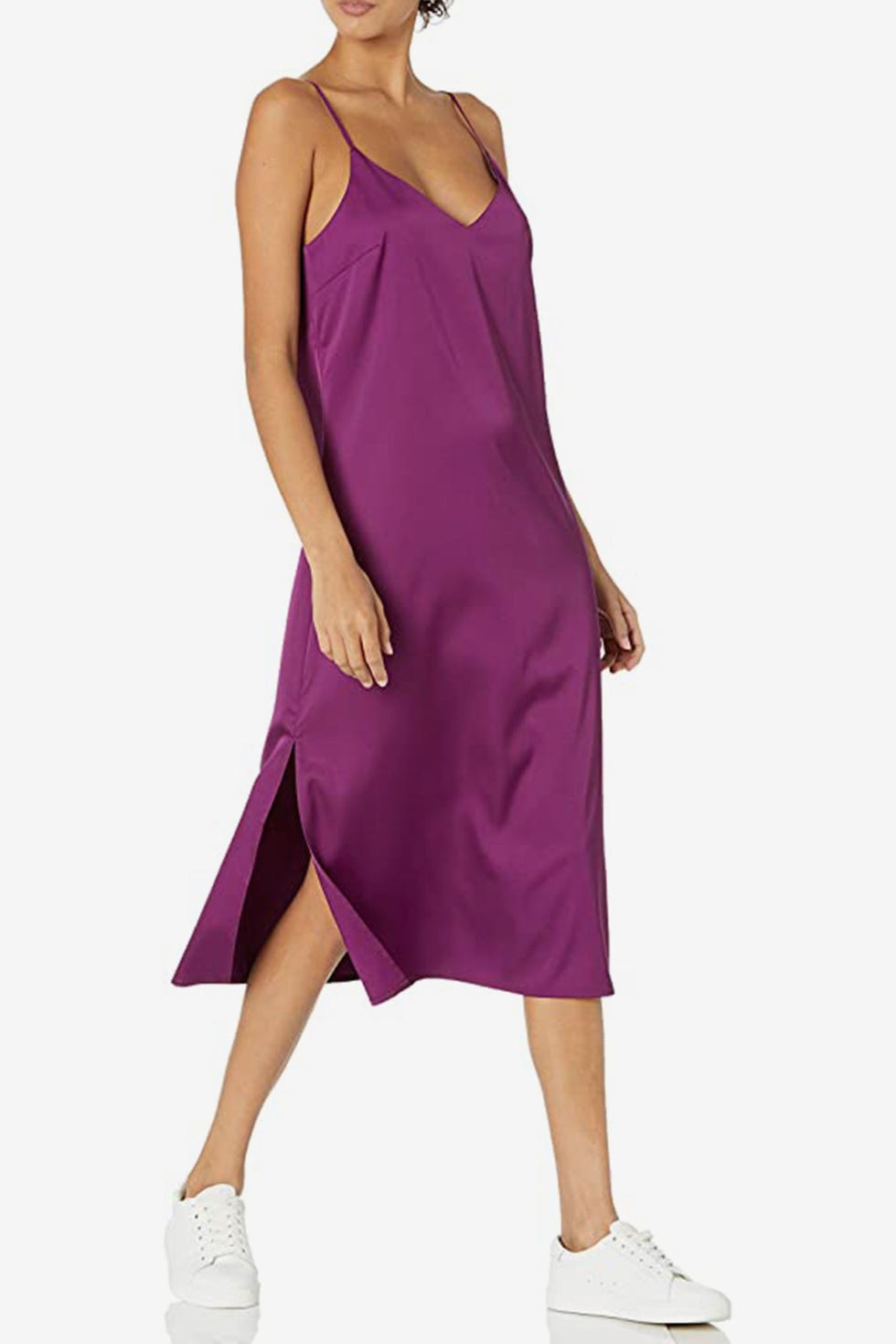 Ana Silky V-Neck Midi Slip Dress