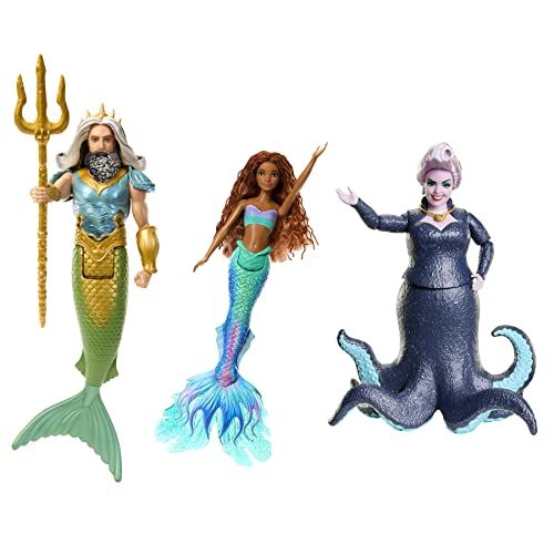 Little Mermaid Ariel, King Triton & Ursula doll trio