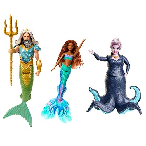 Little Mermaid Ariel, King Triton & Ursula doll trio