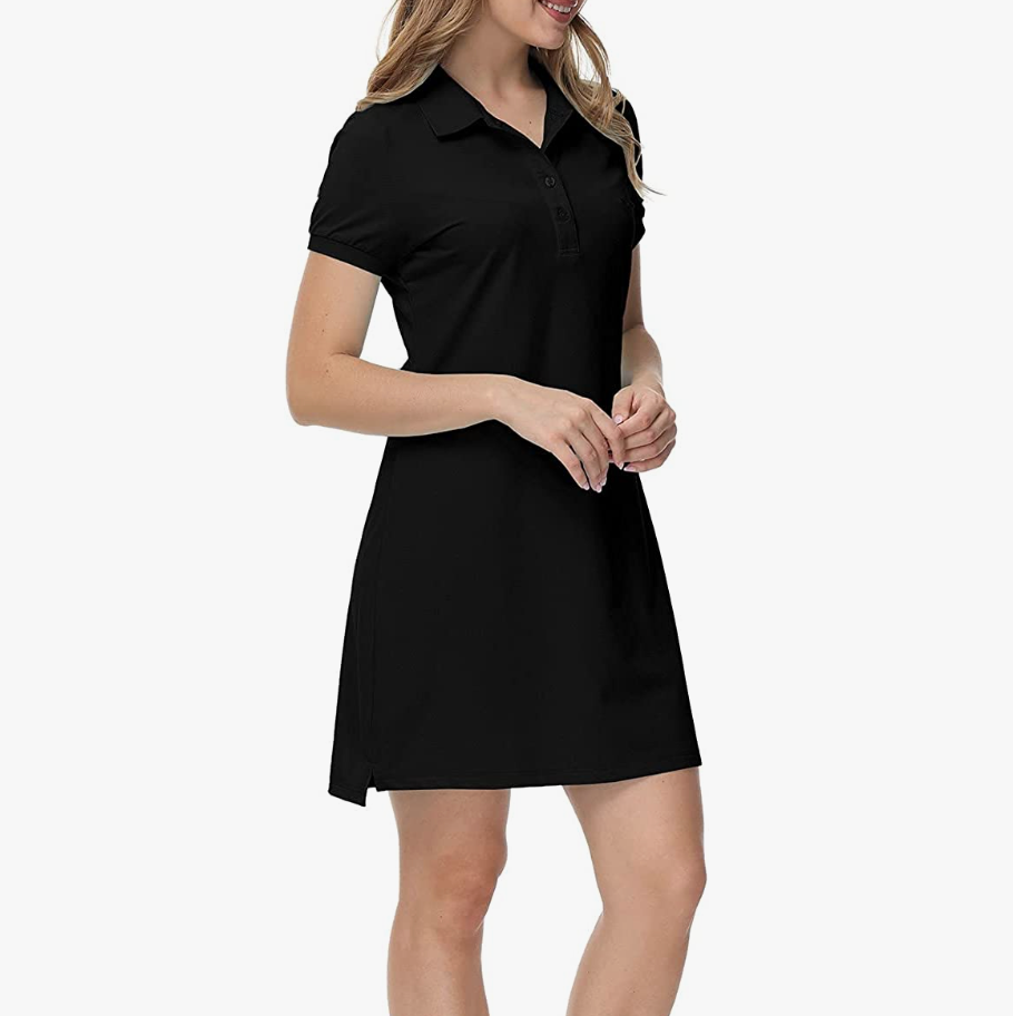 MoFiz Short Sleeve Polo Dresses with Stand-Collar for Women Comfy