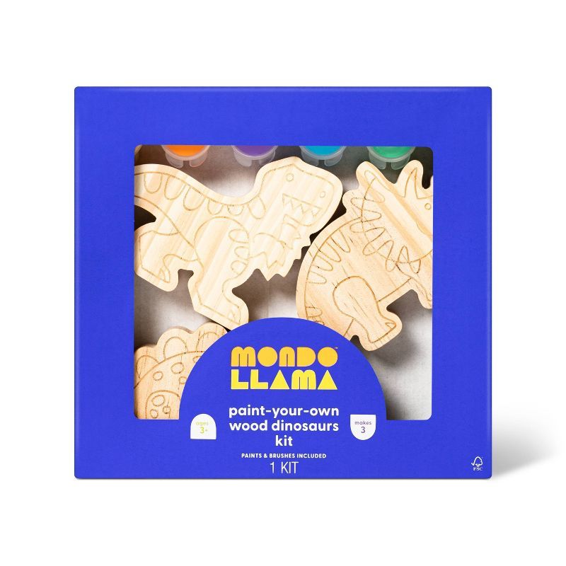 3pk Paint-Your-Own Wood Dinosaurs Kit 