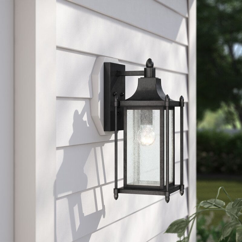 Alondra Black Seeded Glass Outdoor Wall Lantern