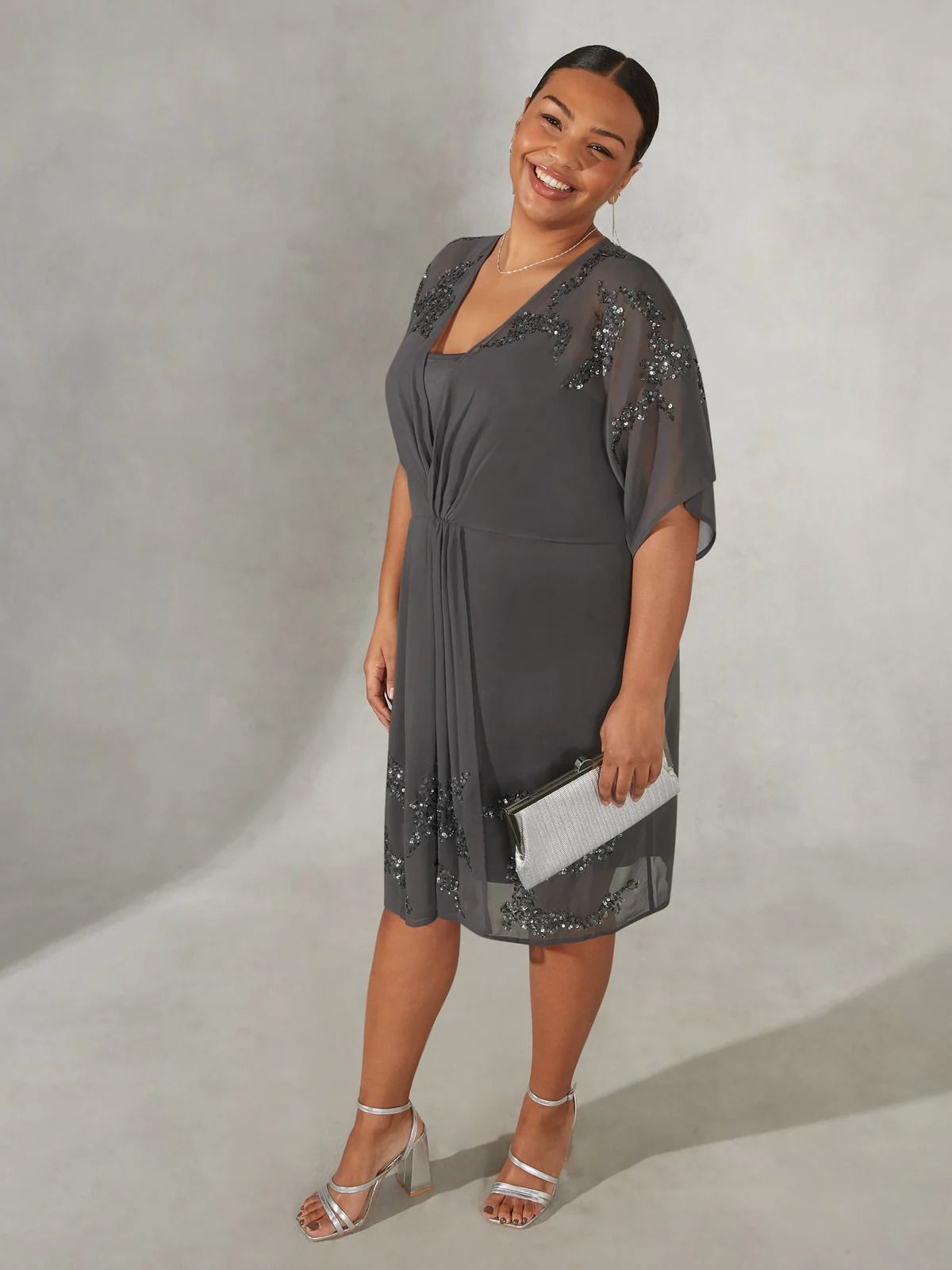 Gray dress clearance plus size