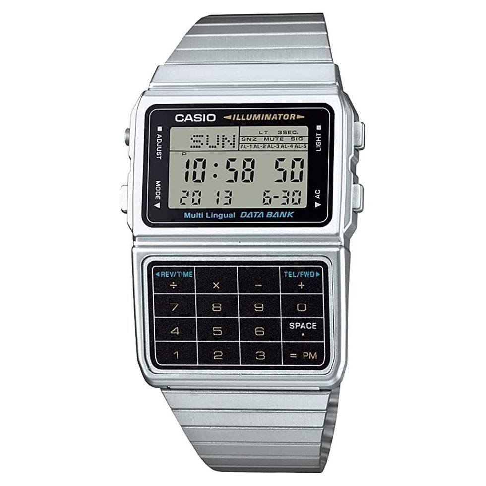 Men's Silver Tone 25 Memory Calculator Databank Watch