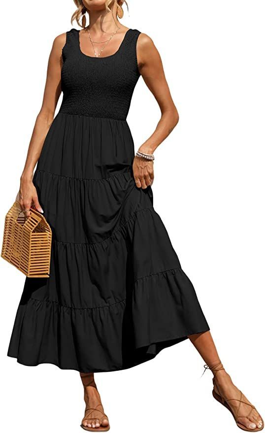 BELONGSCI Women's 2024 Summer Dress,Square & Sweetheart Neck Dress Short  Puff Sleeve A-Line Casual Mini Dress at Amazon Women's Clothing store