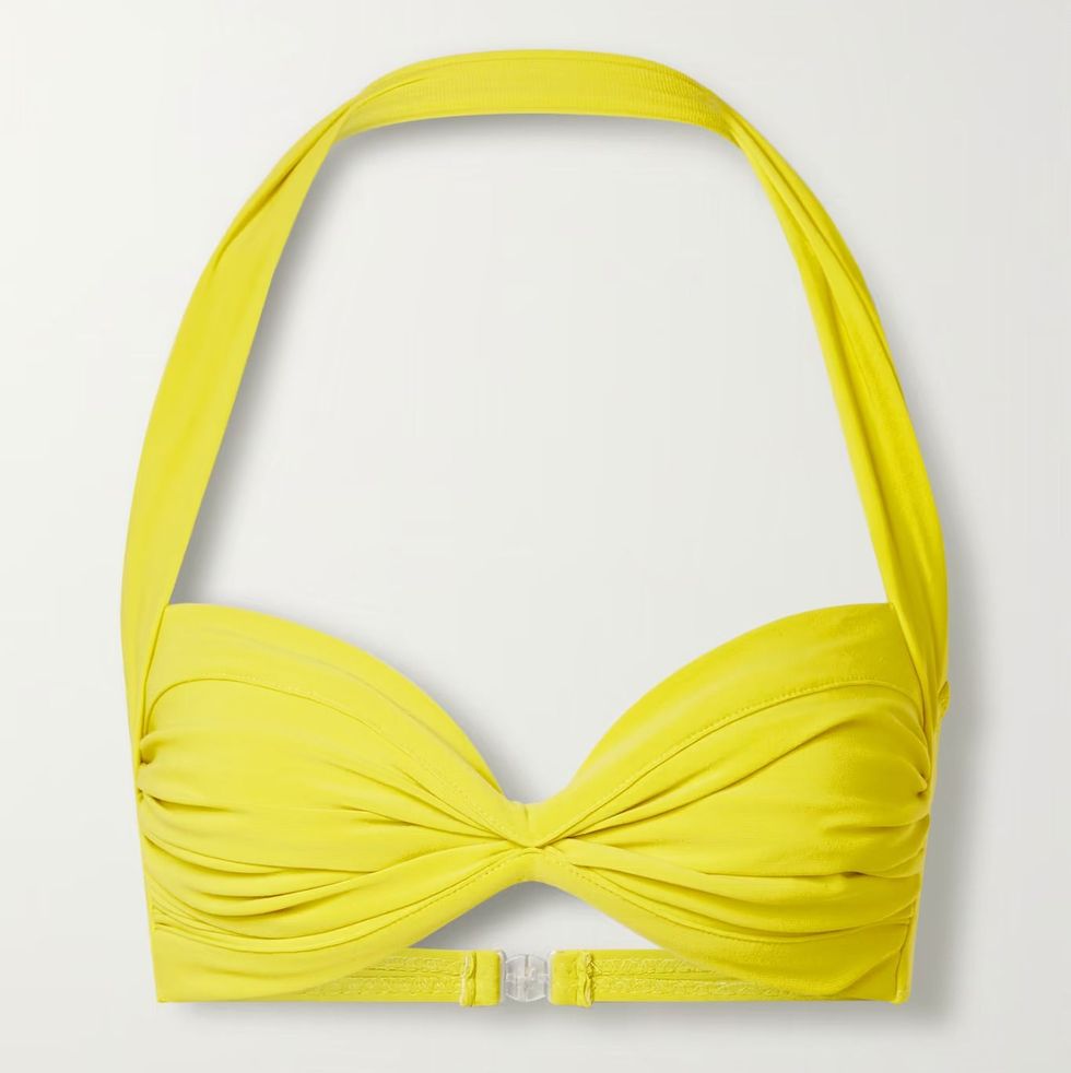 Norma Kamali - Bill Ruched Halterneck Bikini Top - Yellow