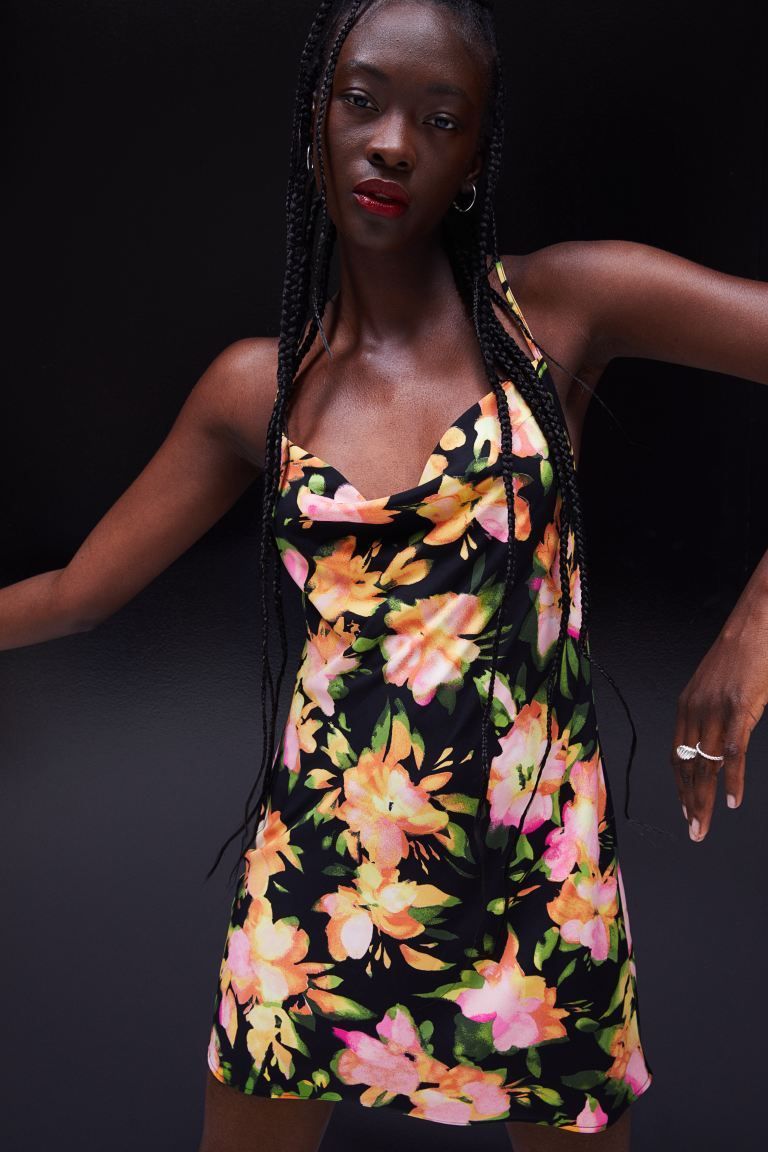 Womens Skims black Soft Lounge Slip Mini Dress | Harrods UK