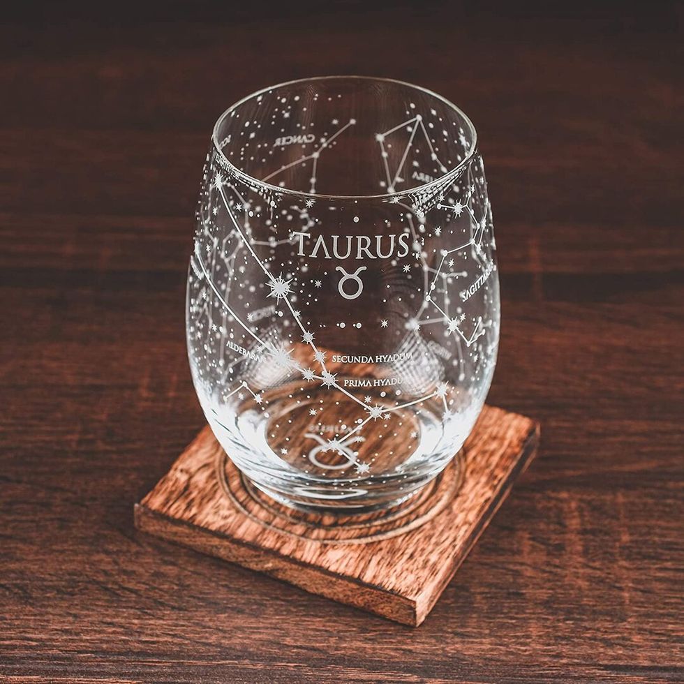 Taurus Constellation Map Stemless Wine Glass