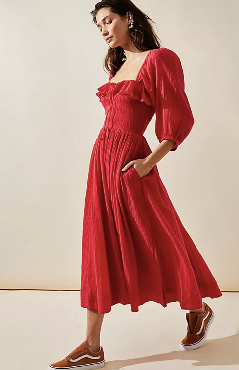 Oasis red tea dress sale