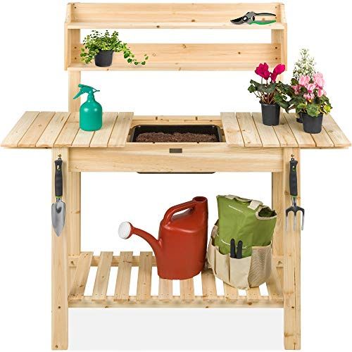 Best choice products outdoor wooden outlet garden potting bench