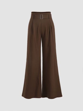 Solid Wide Leg Pants