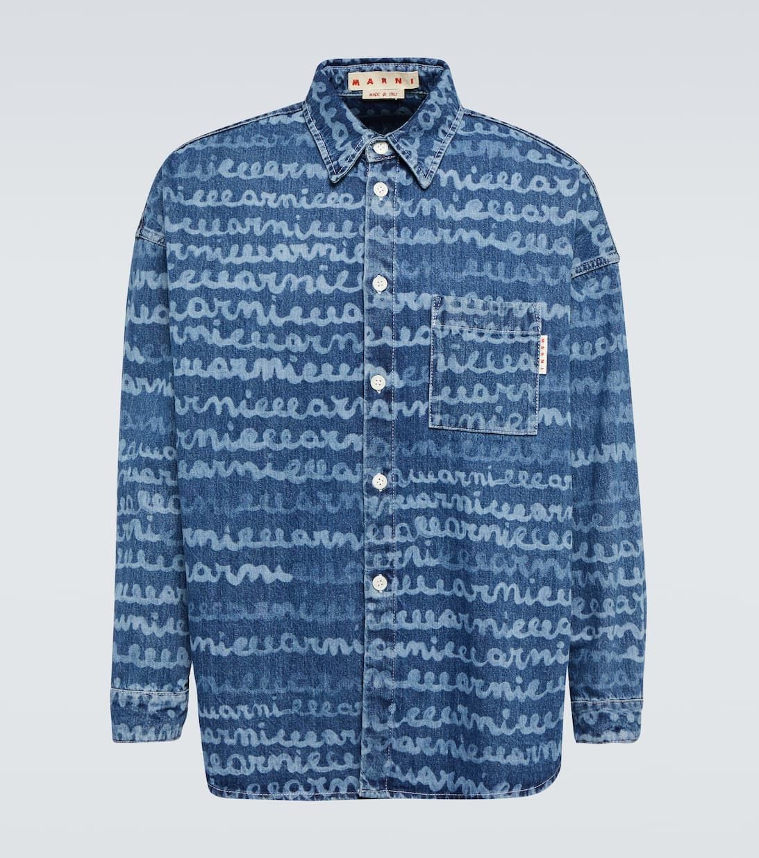 Double Pocket Printed Blue Denim Shirt – KEF CLOTHING