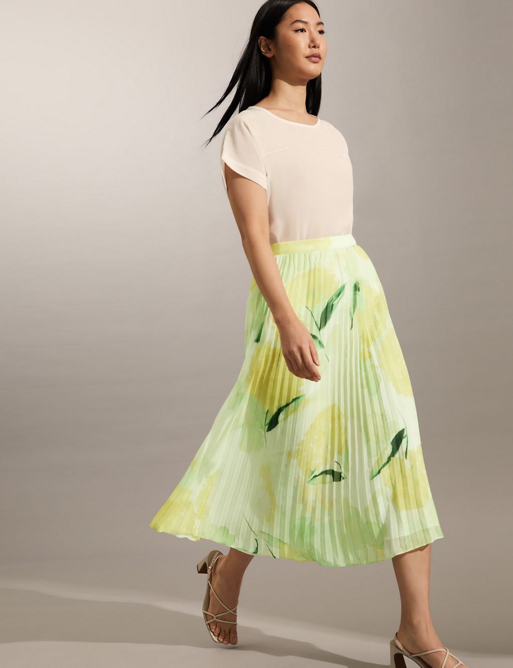 Whistles yellow pleated clearance skirt