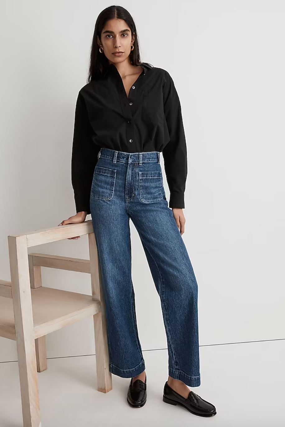 How to Style High Rise Wide Leg Jeans - A Two Drink Minimum