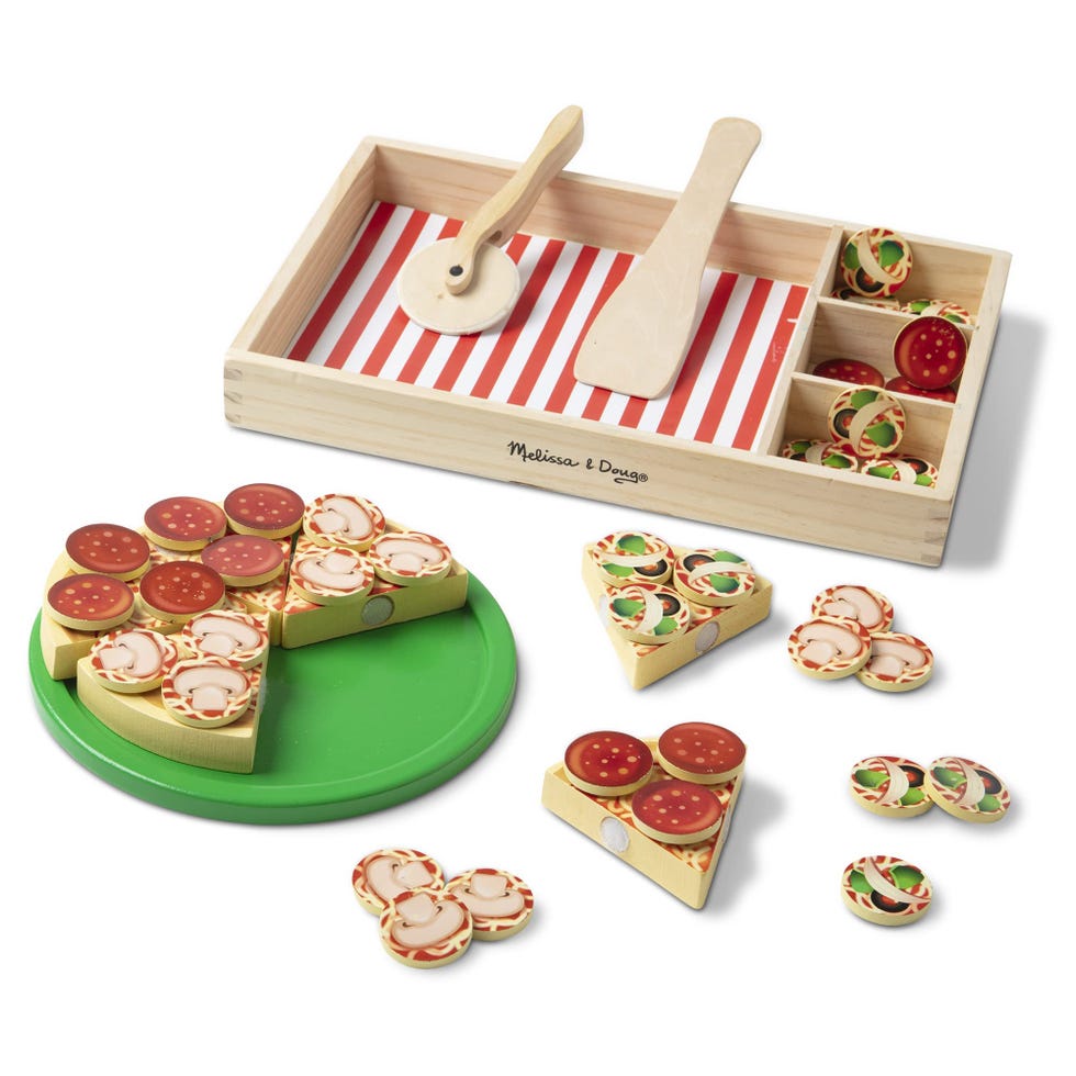 Wooden Pizza Play Food Set With 36 Toppings Wooden Pizza Play Food Set With 36 Toppings