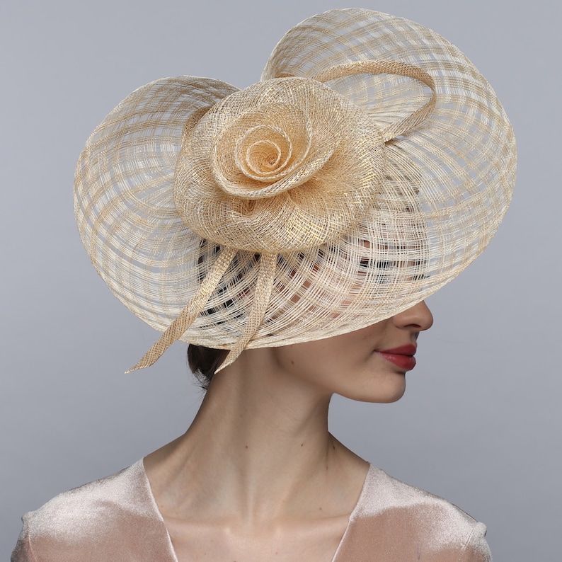 Exquisite Fascinator Derby Hat for Women with Golden Flower