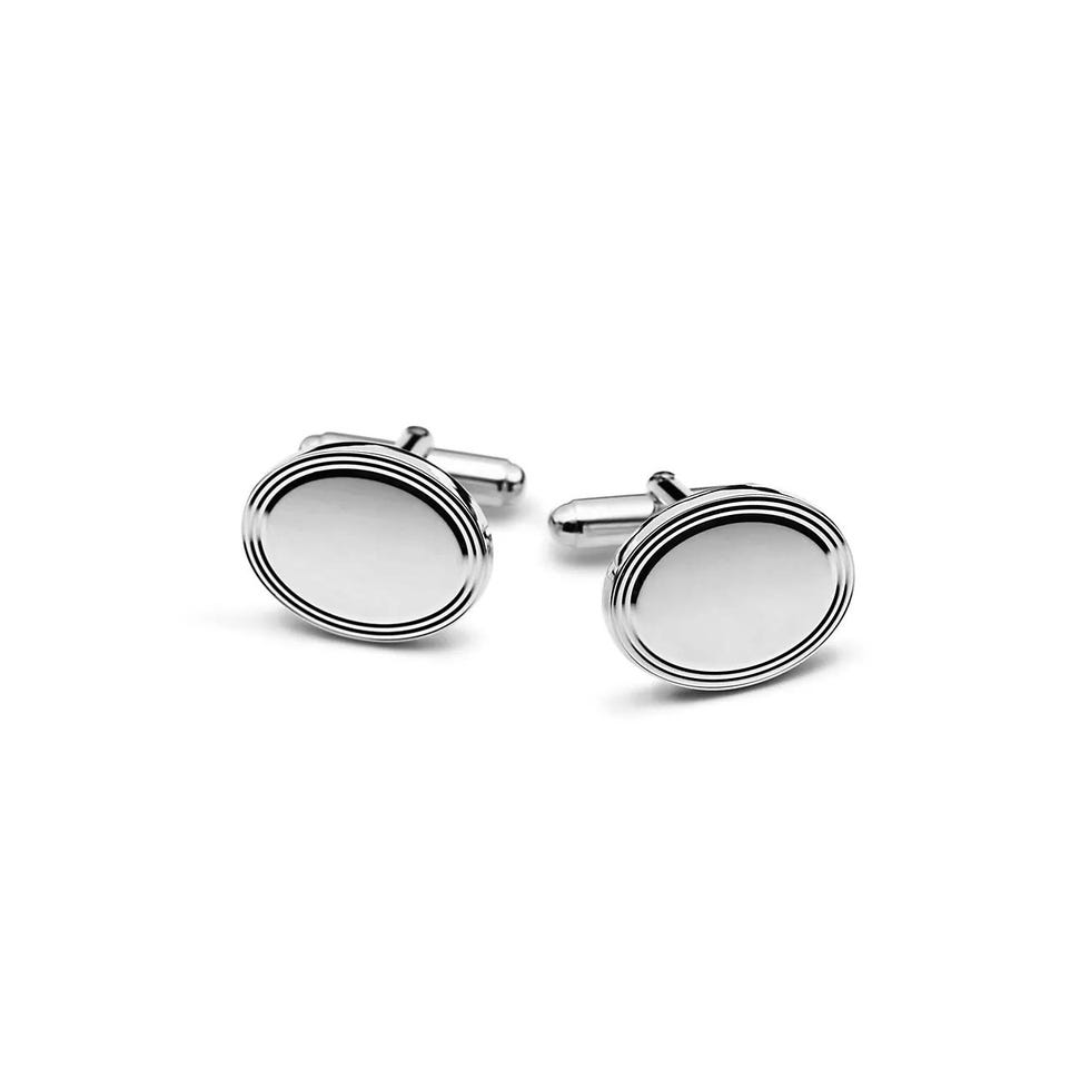 Engine-Turned Oval Cuff Links