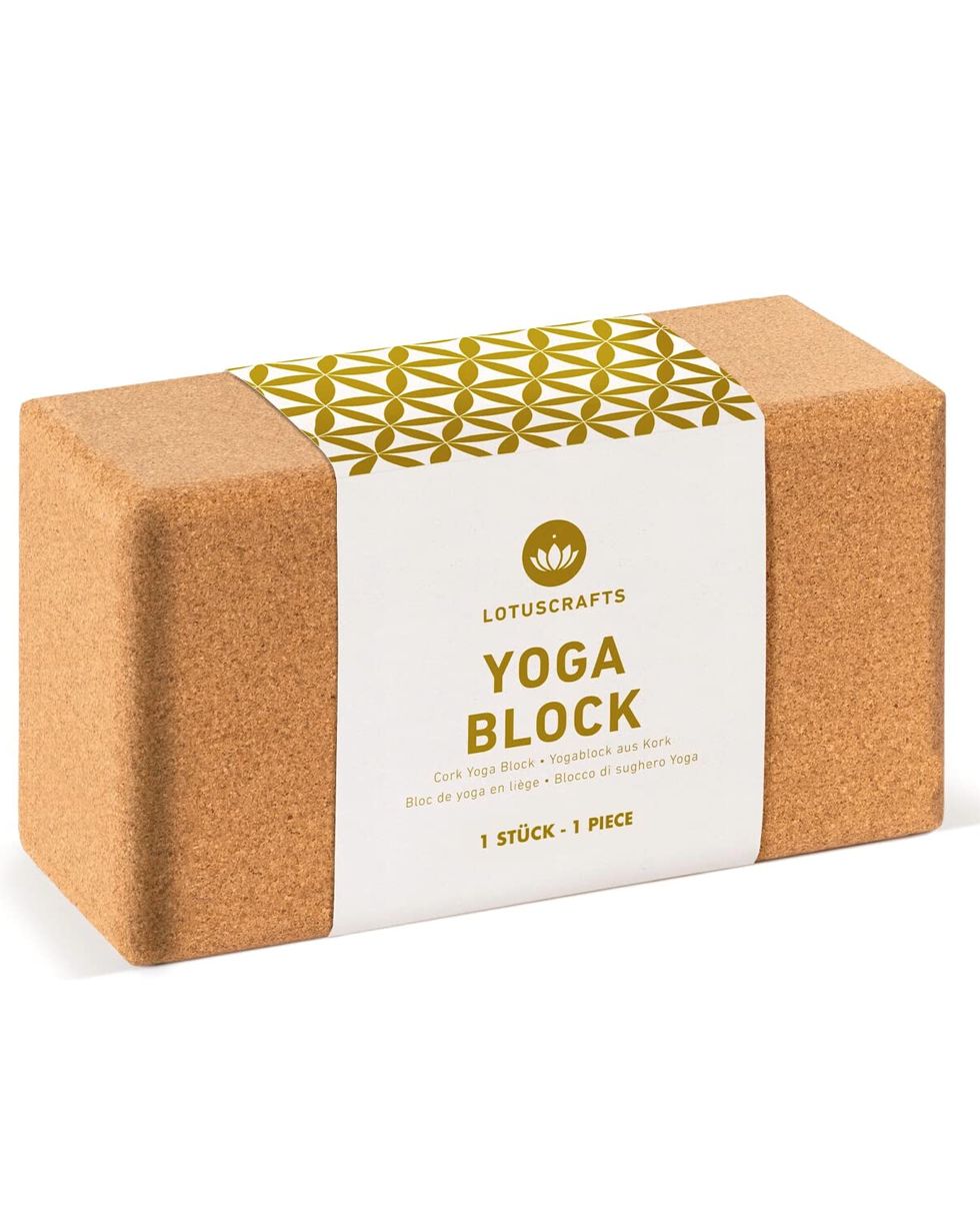 Lotuscrafts Yoga Block Cork Supra Grip - ecologically made - yoga block made of natural cork - cork block for yoga and pilates - yoga block for beginners and advanced - Small