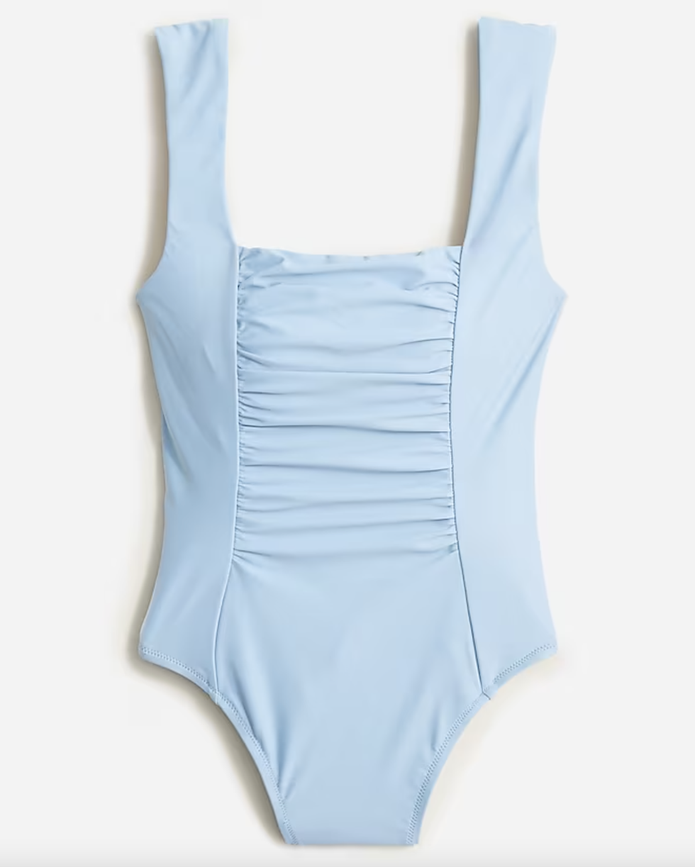 Ruched Squareneck One-Piece