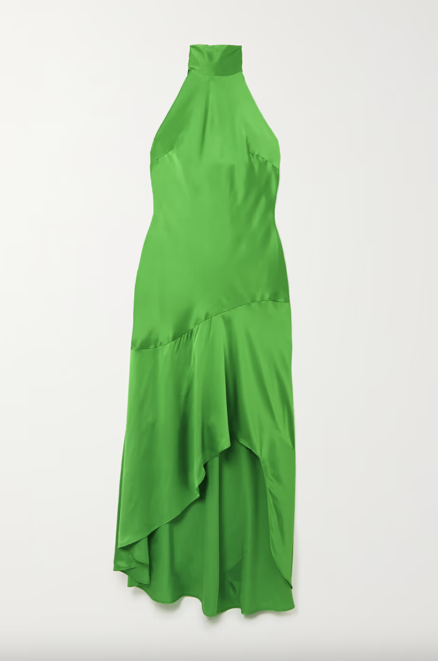 Zijden asymmetrische jurk met halternek