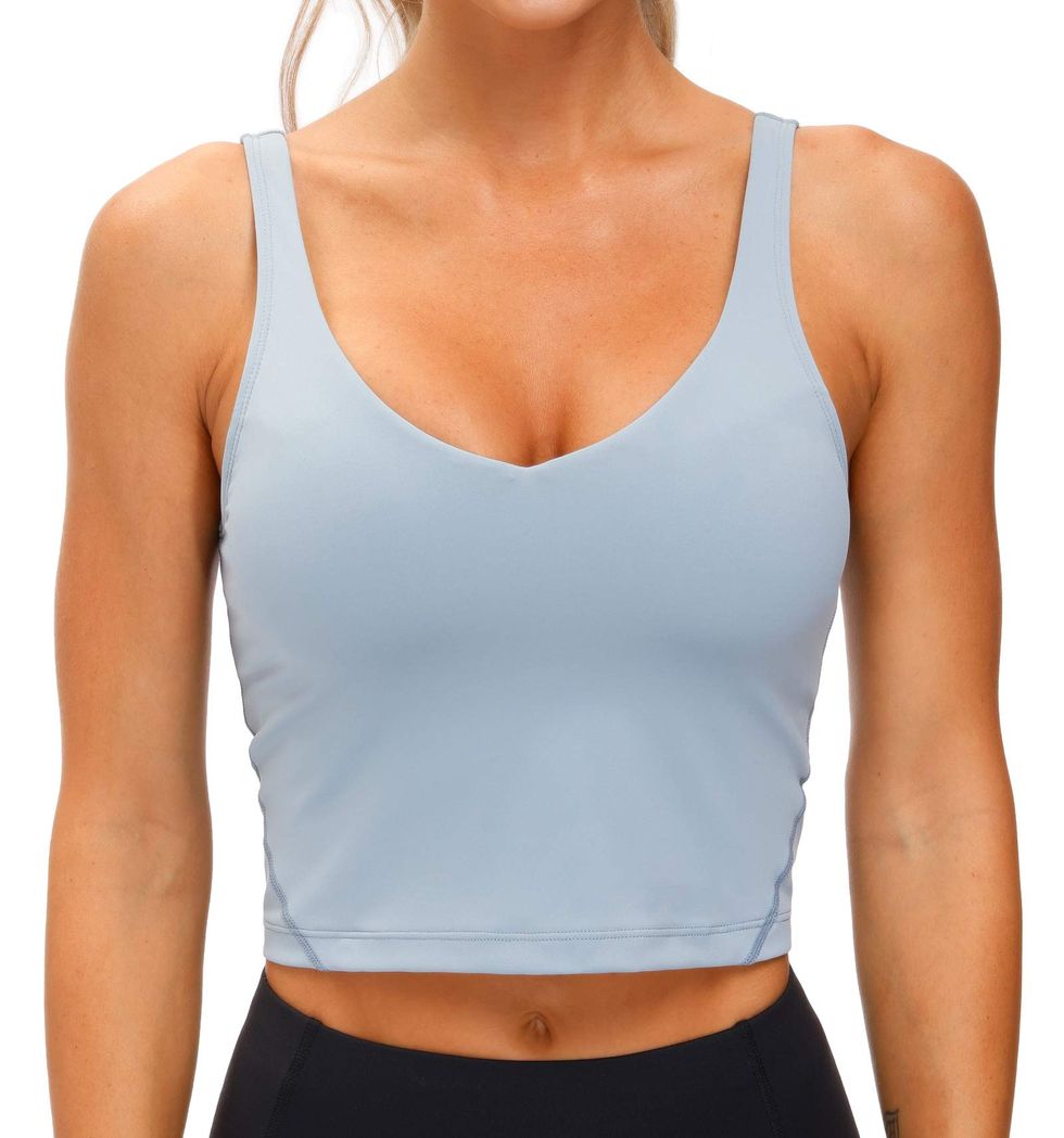CRZ YOGA Workout Tank Top for Women High Neck Sleeveless Mesh Top Loose  Cropped Top Running Athletic Shirt