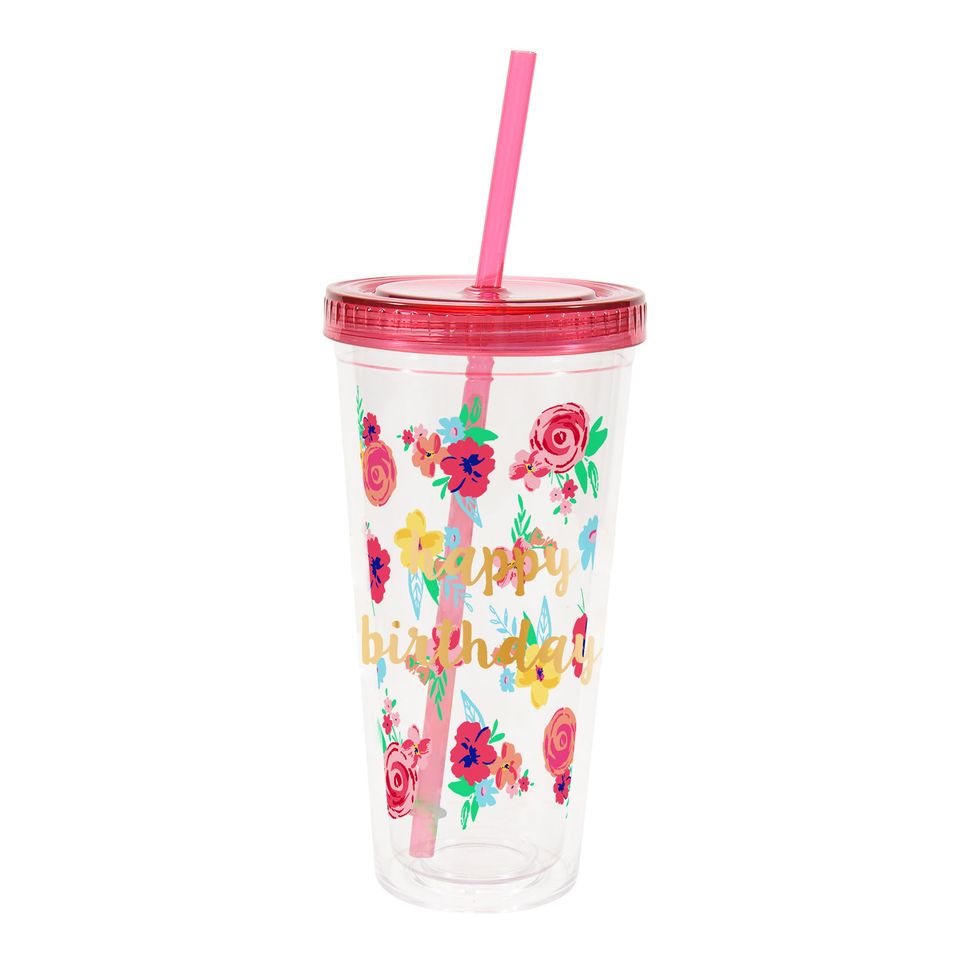 The Pioneer Woman Plastic Double Walled Tumbler with Straw