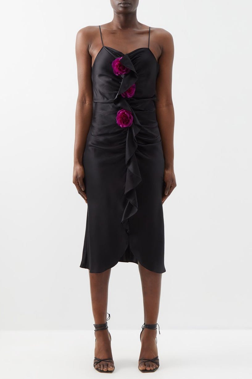 Rose-Appliqué Midi Dress Rose-Appliqué Midi Dress