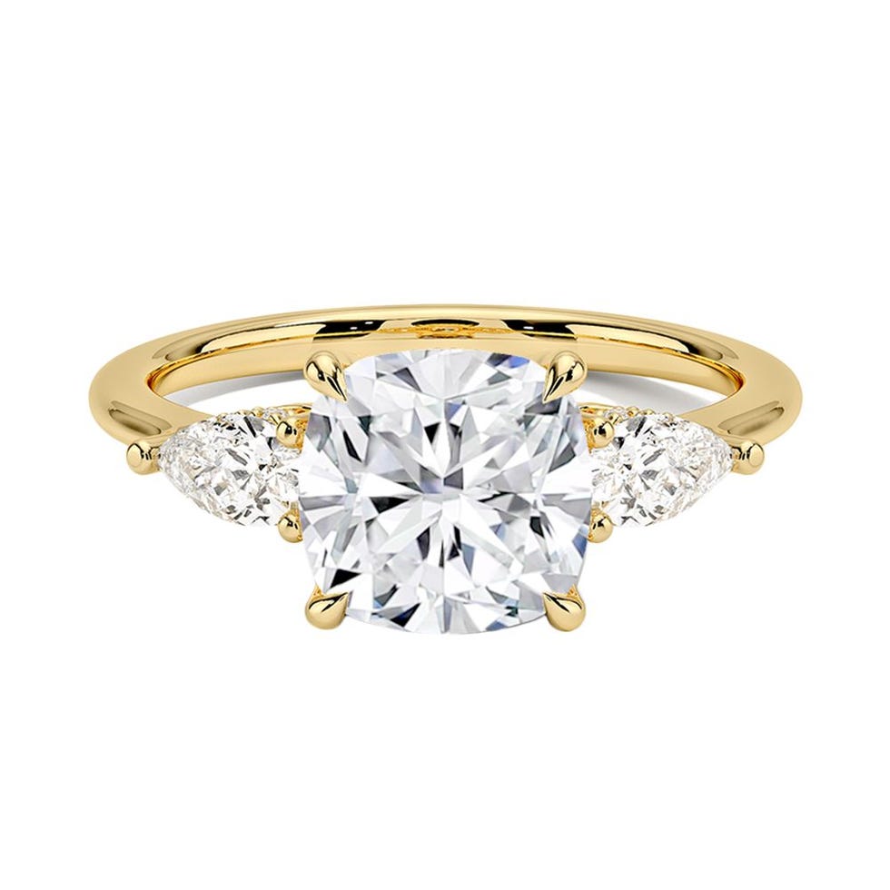 Adorned Opera Three Stone Lab Diamond Engagement Ring