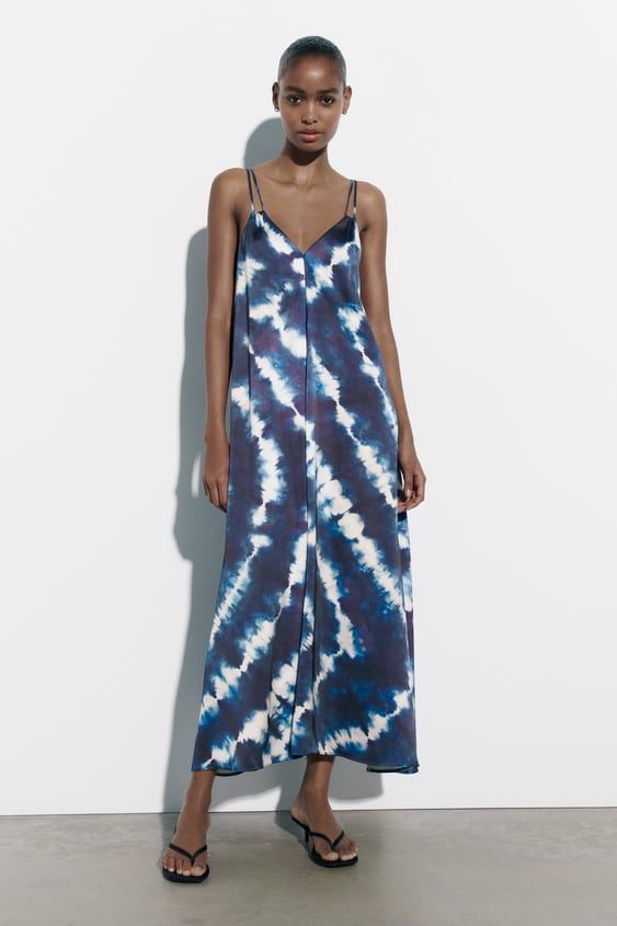 Zara tie clearance dye maxi dress