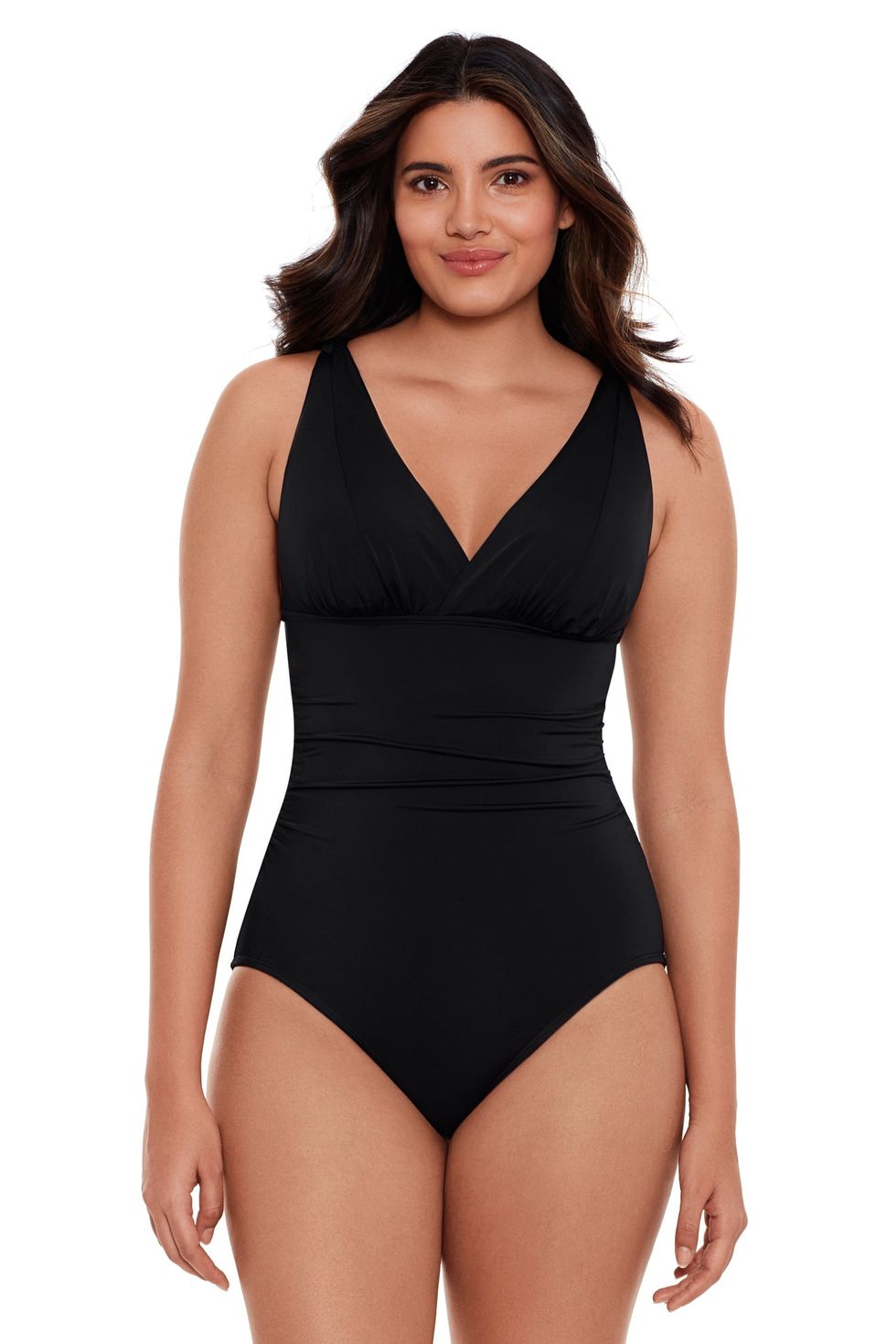 Chama Women's Plus Size Cute Swimdress Bathing Suits V Neck Ruched