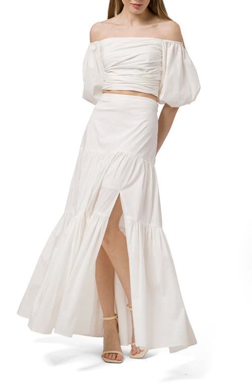 WAYF Tiered Maxi Skirt in Ivory 