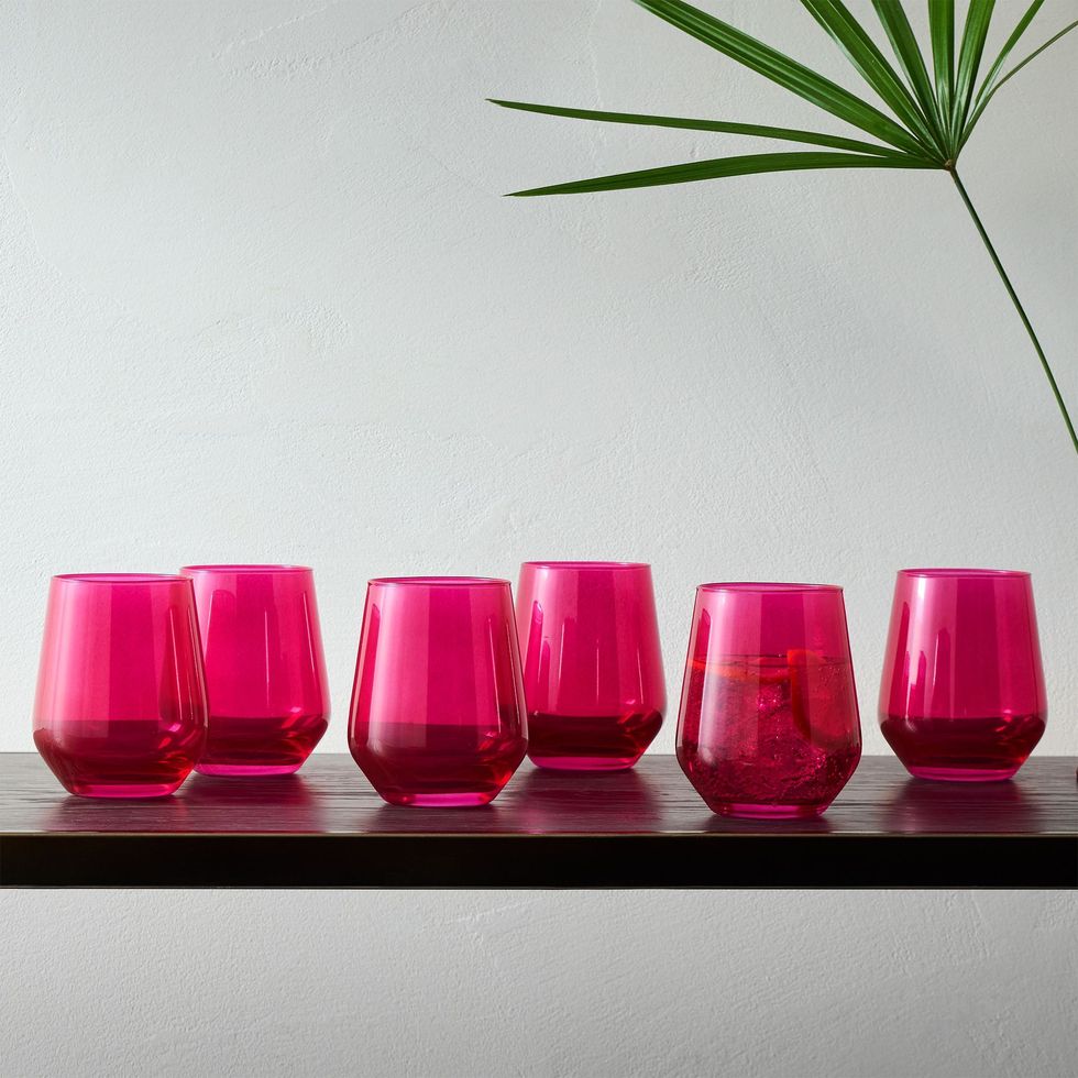 Estelle Colored Glass Stemless Wine Glasses, Set of 6