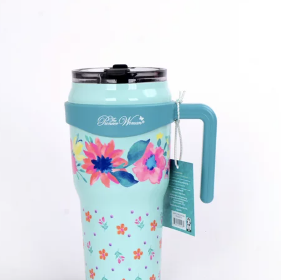 The Pioneer Woman Double Wall Insulated Travel Mug Tumbler 20oz, Blue