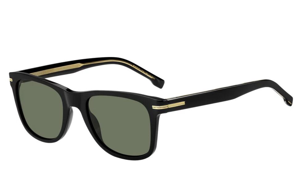 Black-acetate sunglasses with gold-tone detail