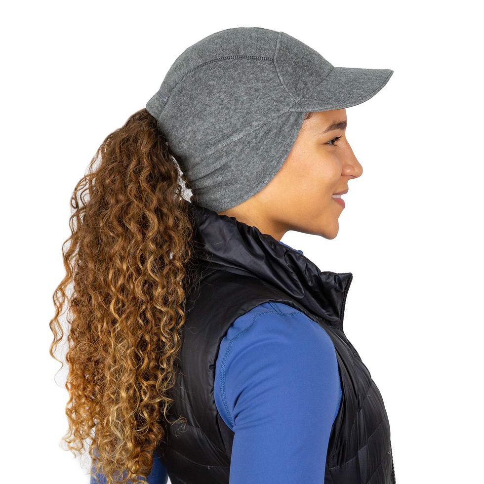 Fleece Ponytail Hat with Drop Down Ear Warmer
