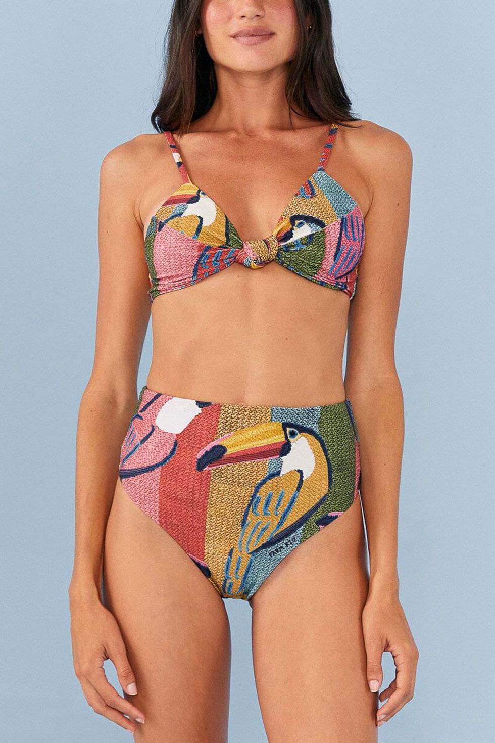 Spot Print High Waisted Bikini Bottoms With Ruched Sides