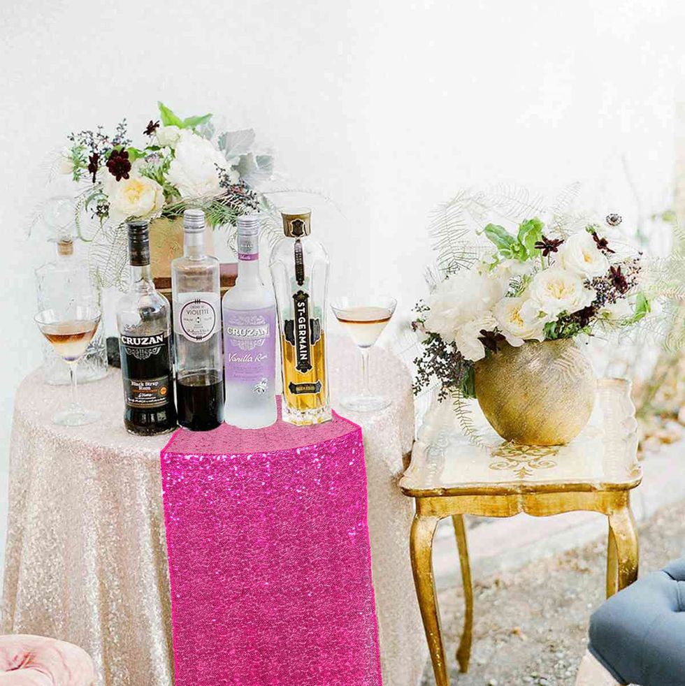 ShinyBeauty Hot Pink Sparkly Sequin Table Runner