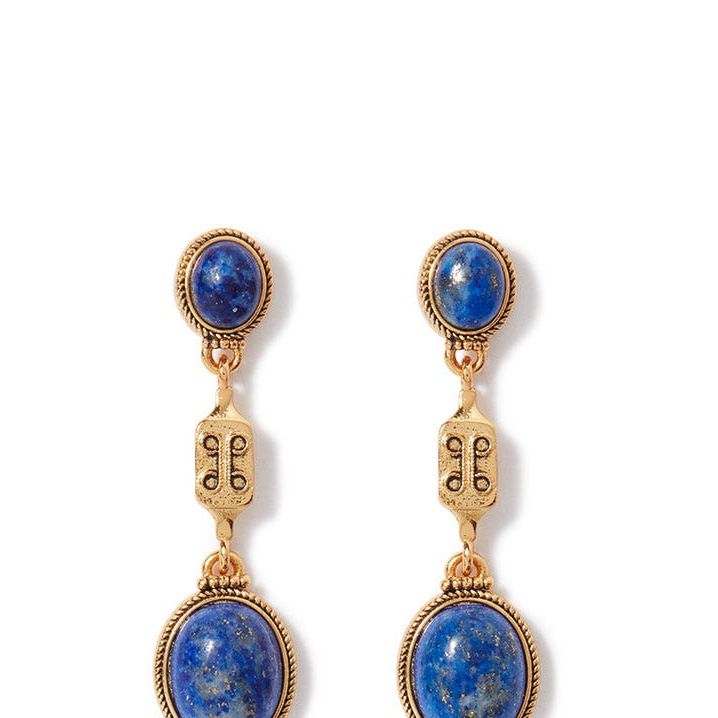 Ancient Gems Triple Drop Blue Lapis Earrings
