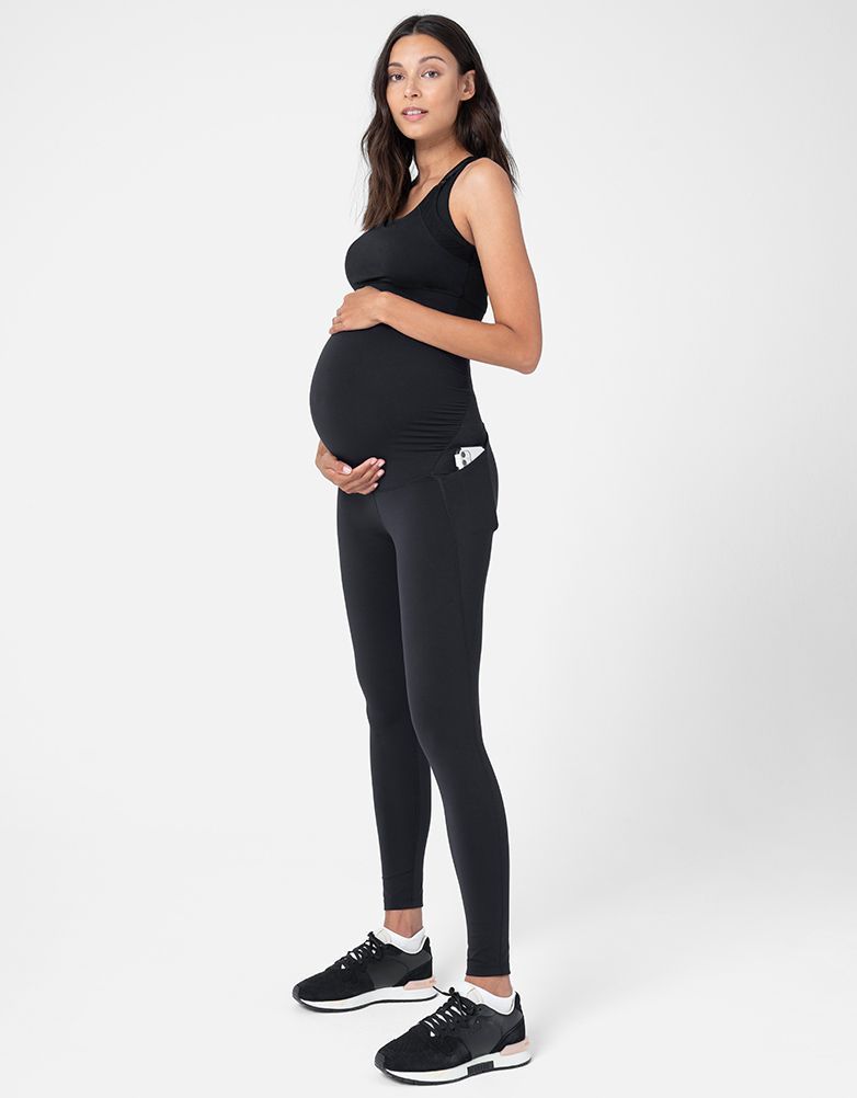 High Waisted Maternity Support Sports Leggings - Grey